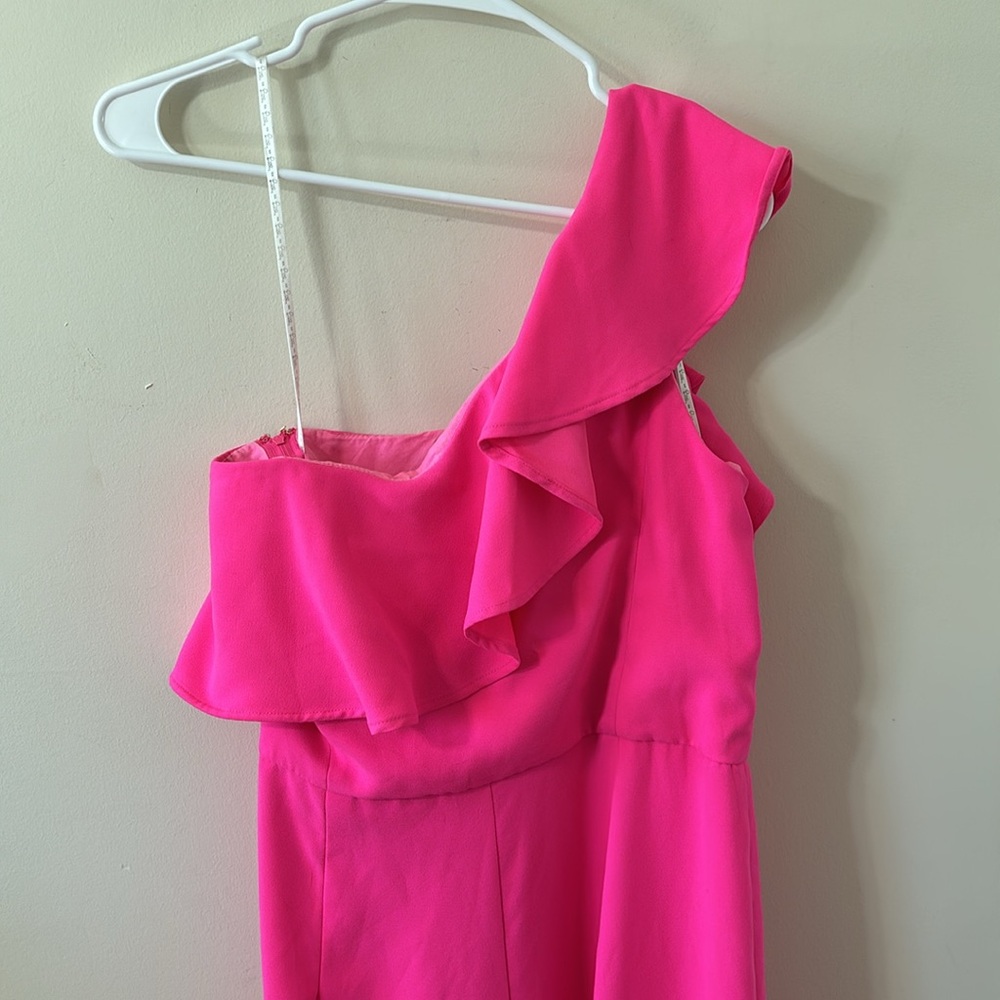Lilly Pulitzer Lyra One Shoulder Ruffle Jumpsuit Berry Size 12 - Picture 7 of 9
